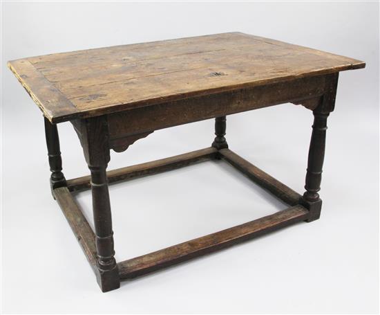 A 17th century oak altar table, 4ft 3.5in. x 2ft 11in x 2ft 5in.